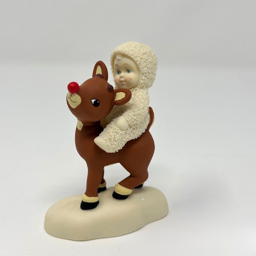 Vintage Dept 56 Snowbabies Rudolph Lights The Way Christmas Figurine Boxed